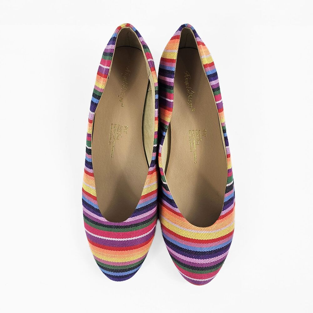 Angel Steps 9 Wide Rainbow Boho Canvas Flat - Picture 7 of 7